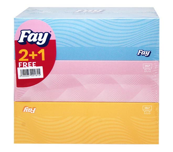 Fay Facial Tissues 3X150 Sheets X 2Ply (2+1 Free)