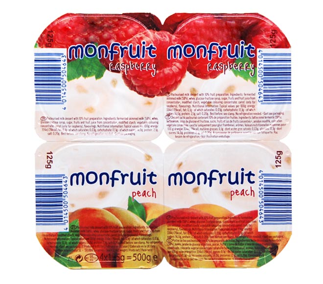 Fruit Yogurt Monfruit 4X125G Raspberry Peach