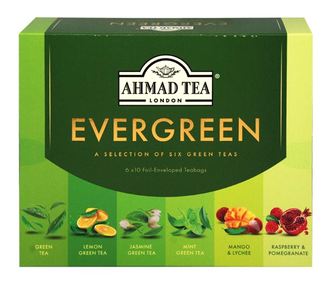 Tea Ahmad Evergeen Selection Of Six Green Teas (60Pcs) 120G