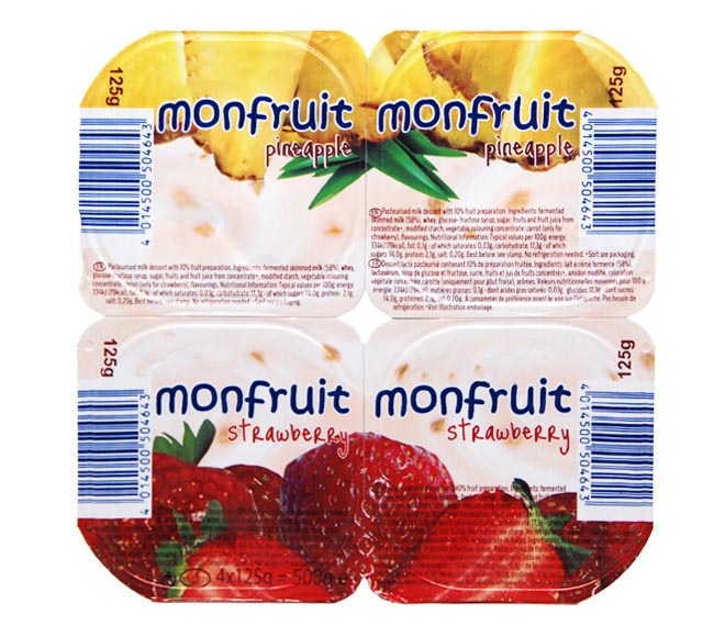 Fruit Yogurt Monfruit 4X125G Pineapple Strawberry