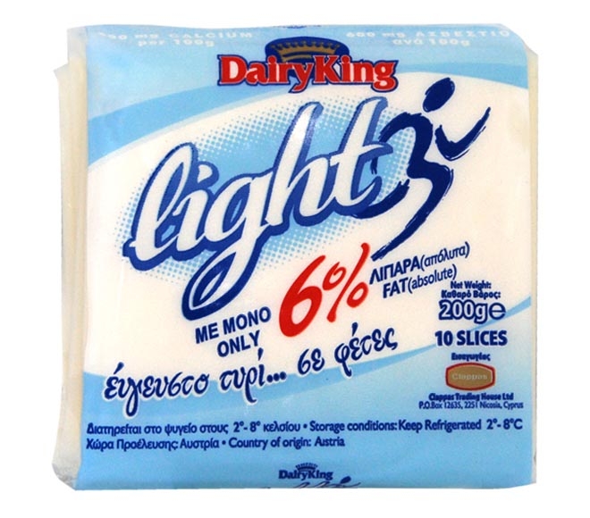 Cheese Dairyking Light Creamy Slices (6% Fat) 200G 10Pcs