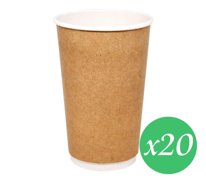 Coffee Cup Paper Double Wall Kraft 16Oz X 20Pcs
