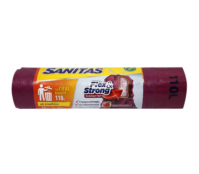 Sanitas Scented Garbage Bags 110L 81X85Cm - 10Pcs (Apple Cinnamon)