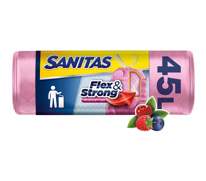 Sanitas Garbage Bags Pink 45L 52X75Cm X 10Pcs