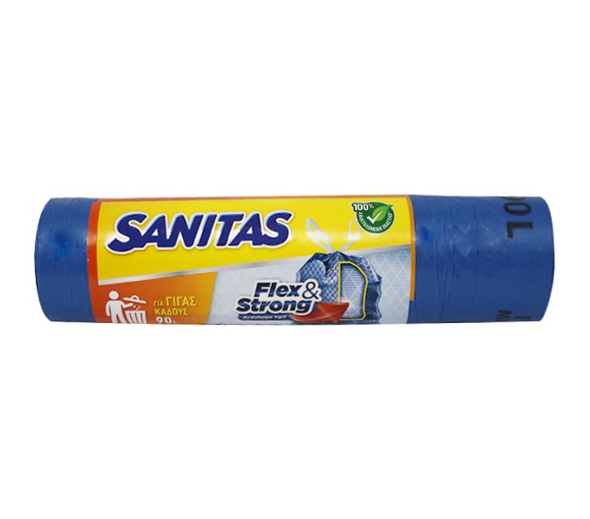 Sanitas Garbage Bags Blue 90L 75X80Cm X 10Pcs