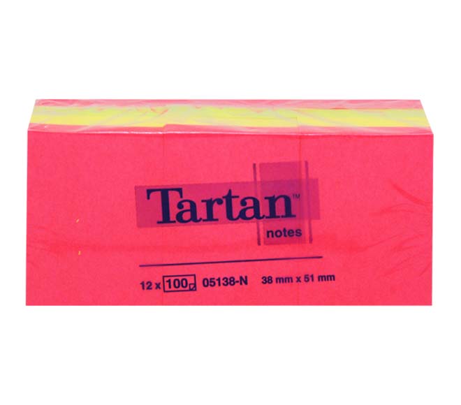 Tartan - Multicolour Sticky Notes X1200Pcs (12X100) - (38Mmx51Mm)