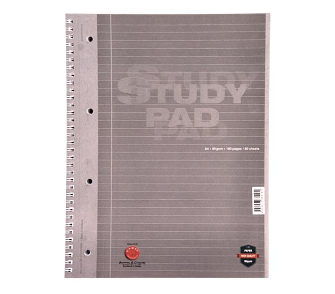 Notebook  Study Pad A4 80 Sheets Grey