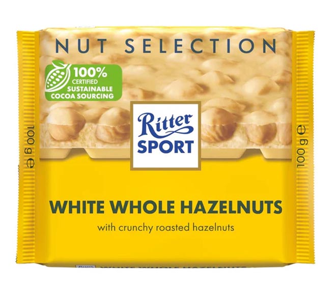 Ritter Sport Chocolate 100G White Whole Hazelnuts