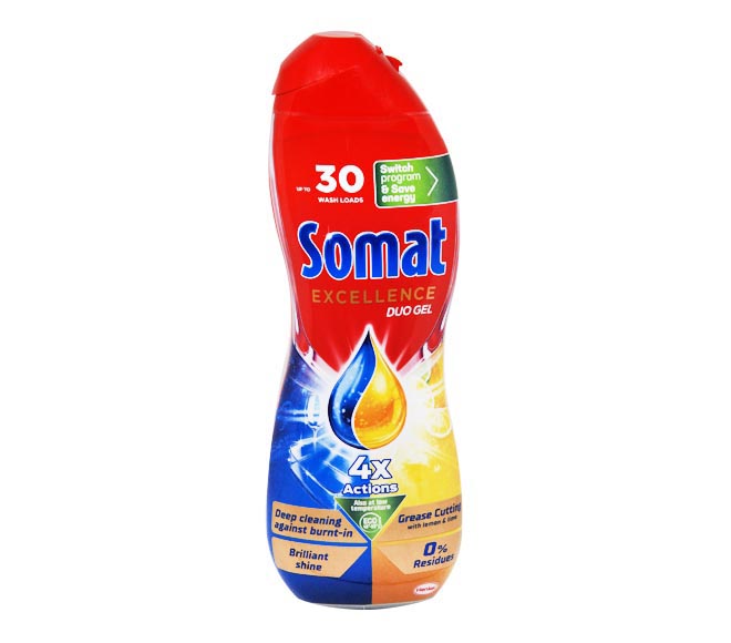 Somat Dishwasher Duo Gel Excellence Grease Cutting 540Ml Lemon Lime