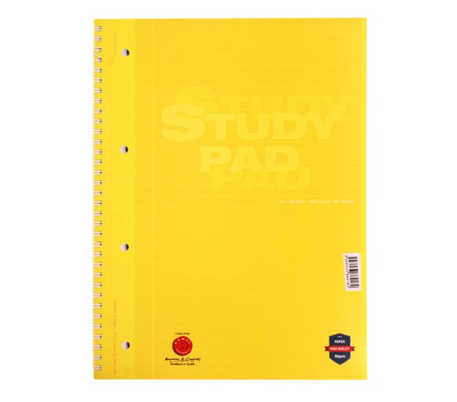Notebook  Study Pad A4 80 Sheets Yellow