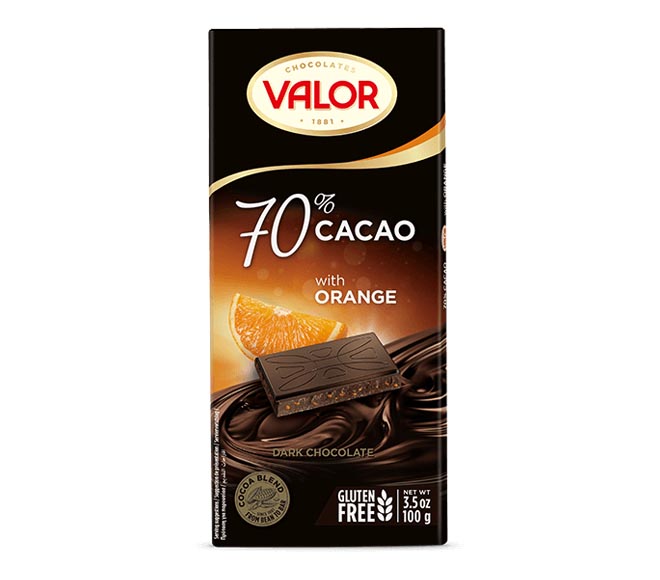 Valor Chocolate 100G 70% Cacao Orange