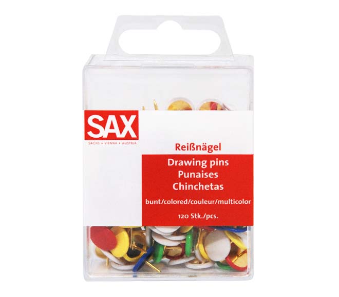 Sax Design Drawing Pins 120Pcs - Coloured