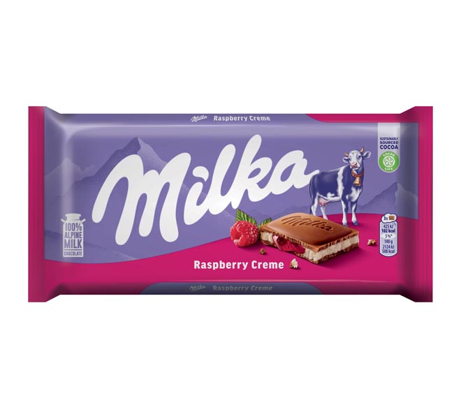 Milka Milk Chocolate 100G Raspberry Cream