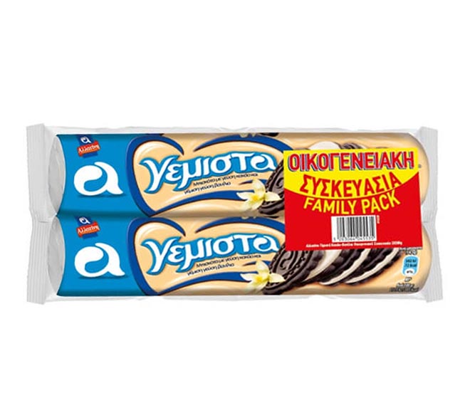 Allatini Sandwich Snack Biscuits With Vanilla Cream Filling 2X200G Family Pack