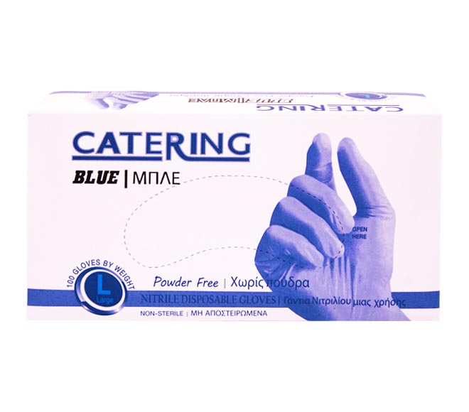 Catering Disposable Nitrile Powder Free Nitrile Gloves Blue 100Pcs L