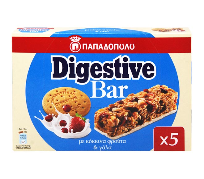 Papadopoulos Digestive Bar With Red Fruits Milk 5X28G