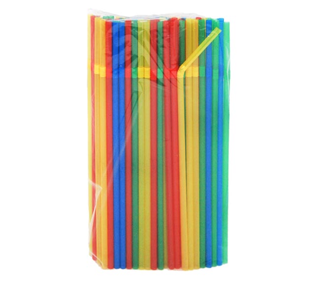 Straws Reusable Plastic Flexible 100 Pcs - Mixed Color