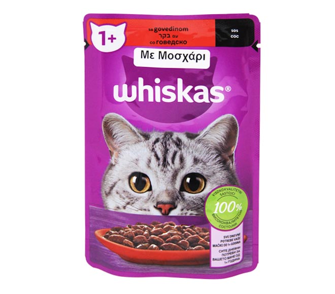 Cat Whiskas Adult Beef In Gravy 85G