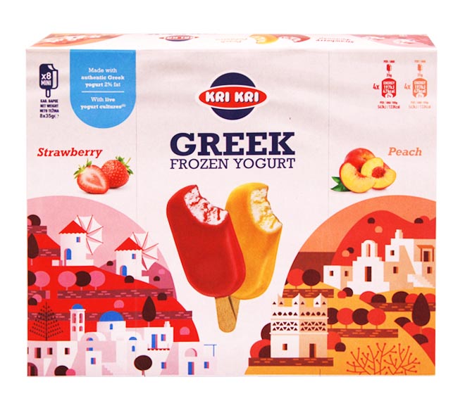 Frozen Yogurt Kri Kri 4X70G Pieces 4X35G Strawberry Coating, 3X35G Peach Coating