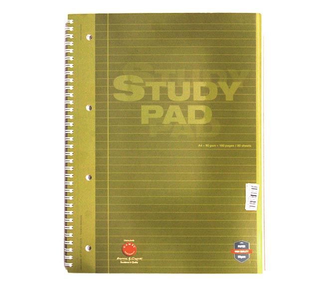 Notebook  Study Pad A4 80 Sheets Olive Green