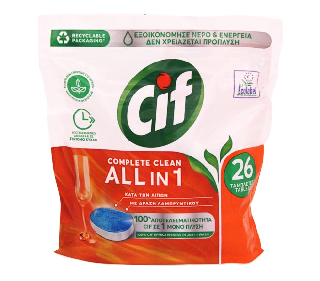 Cif Dishwasher Detergent All In 1 26 Tabs 429G