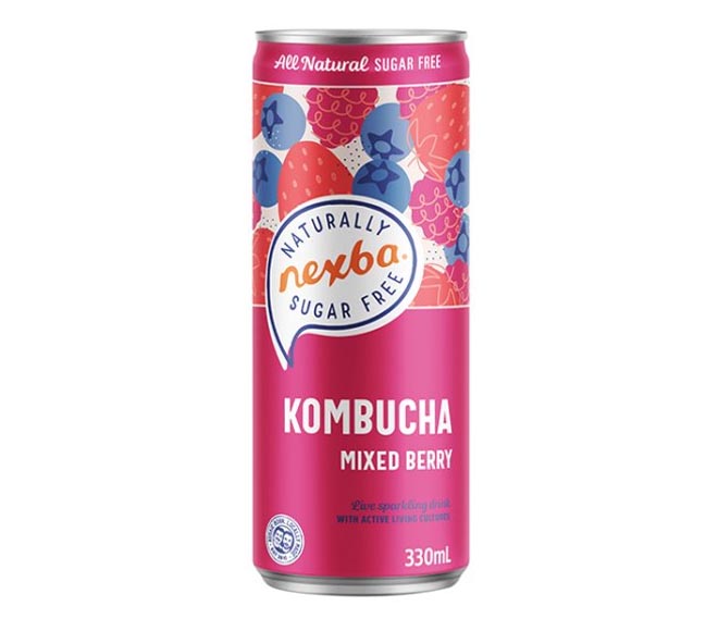 Can Nexba All Natural Kombucha Sugar Free 330Ml Mixed Berry