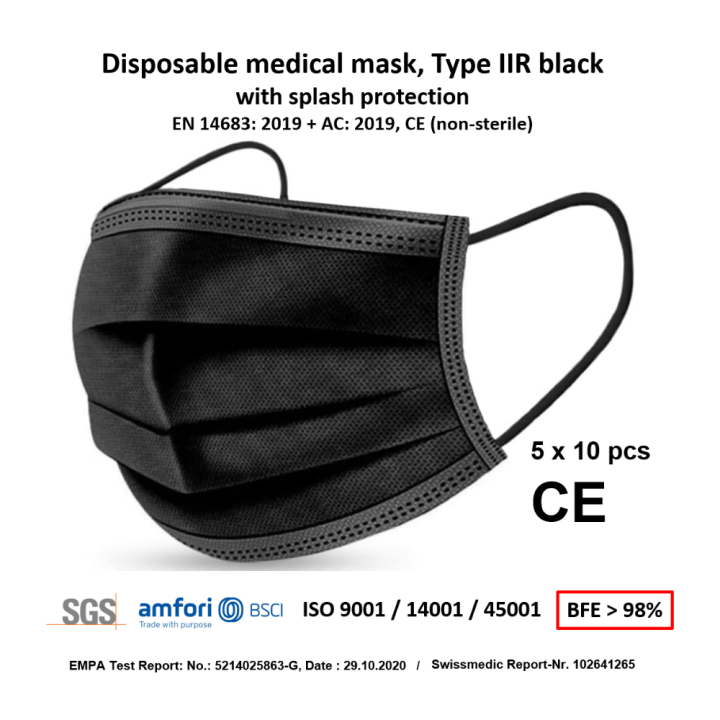 FACE MASK (MEDICAL) 10pcs blue/black