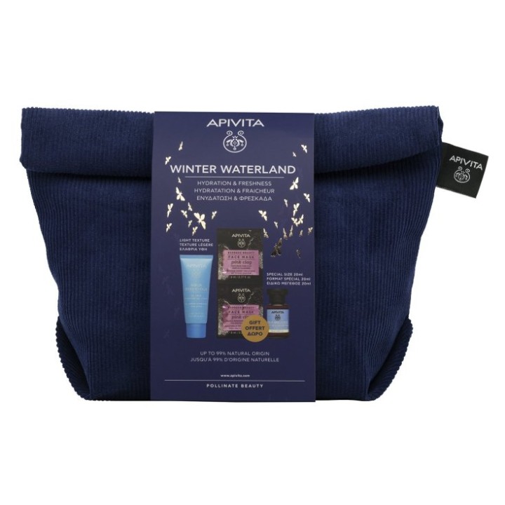 Apivita Set Winter Waterland Aqua Beelicious Hydating Gel-Cream 40Ml & Toner 20Ml & Express Face Mask Pink Clay 2X8Ml