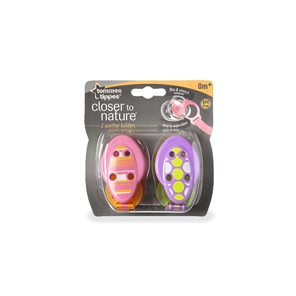 Tommee Tippee Soother Holders Pink & Purple Colours 2Pcs