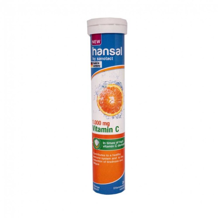 Hansal Vitamin C 1000Mg Effervescent With Orange Flavor 20Pieces