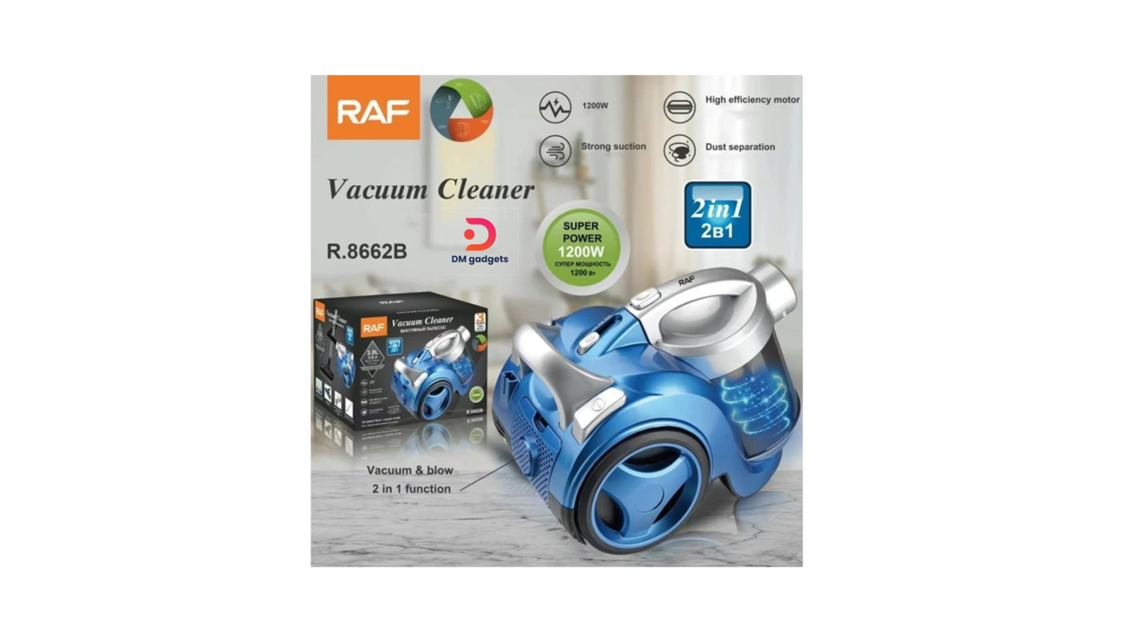 642M#RAF®R.8662B Electric Vacuum Cleaner 1200W with 3lt Bin Silver-Blue