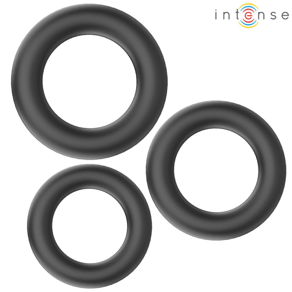 HUGH - 3 BASIC SILICONE PENIS RINGS BLACK