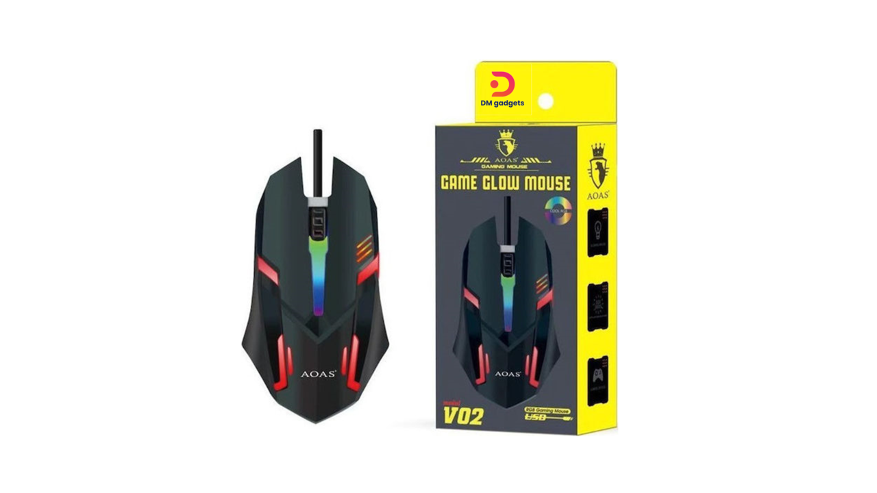 550F#AOAS®V02 Wired USB 1200DPI RGB Gaming Mouse-Black