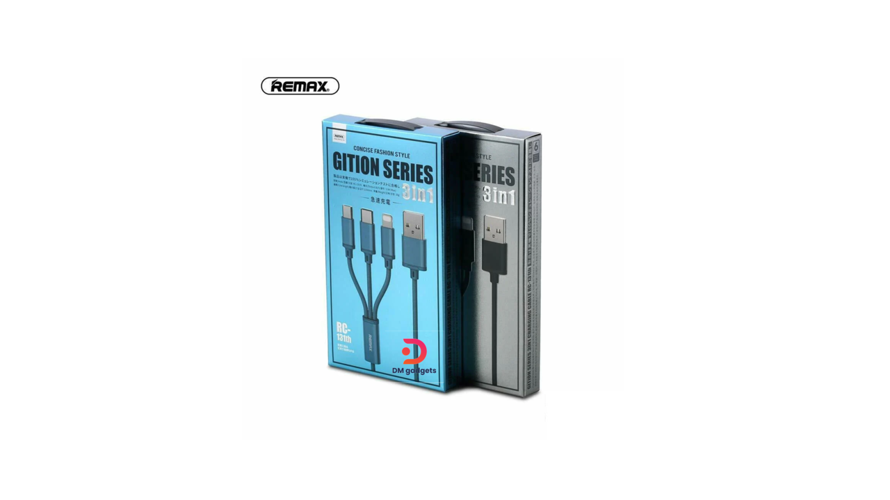 #343F#Remax® RC-131th Gition Series 3 in 1 Charging Cable – Blue