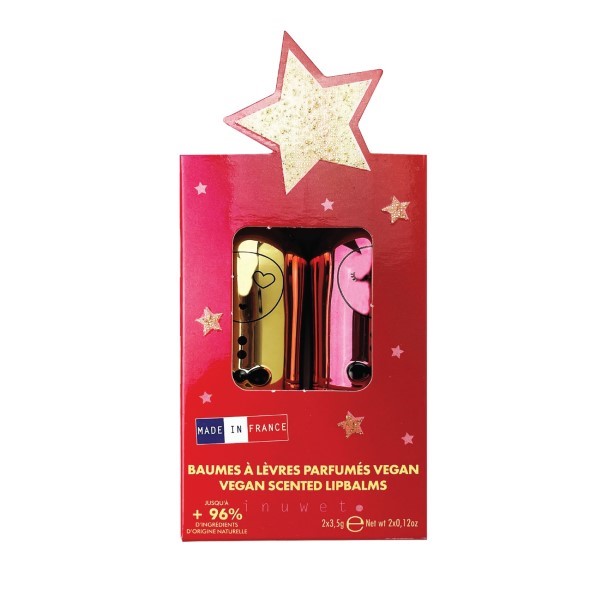 Inuwet Set of 2 Lip Balms Gold Star - Metal Gold and Metal Red