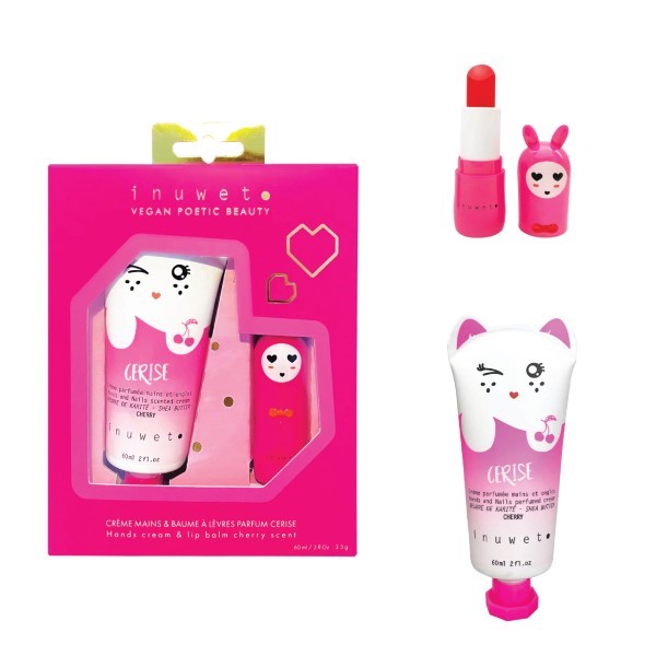 Inuwet Set Hand Cream and Lip Balm Cherry
