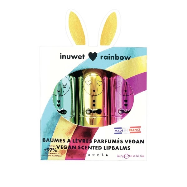 Inuwet Set of 3 Lip Balms Rainbow Metal