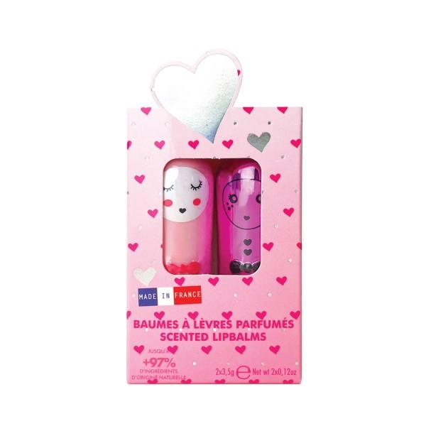 Inuwet Set of 2 Lip Balms Silver Heart - Metal Fuxia and Pink