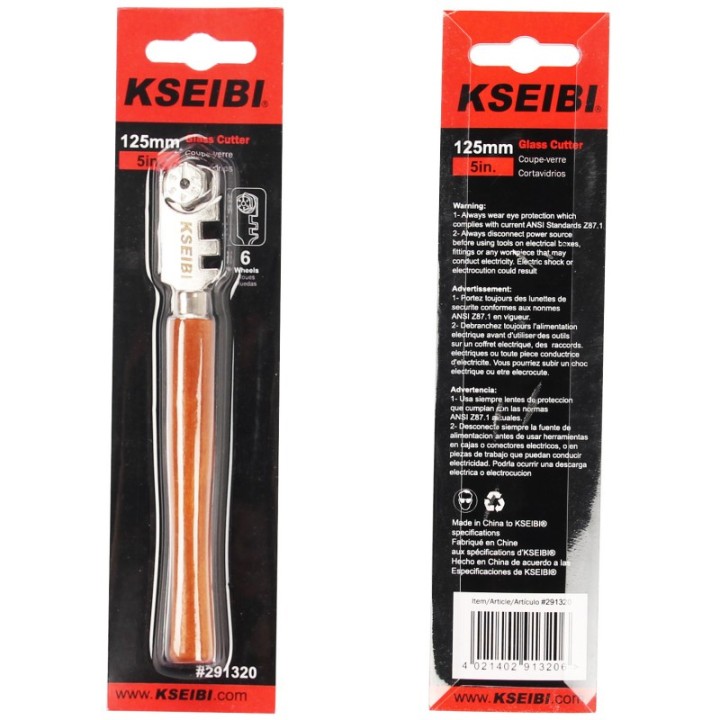 Kseibi Six Wheel Cutter With Wood Handle 291320 - High Quality Glass Cutter