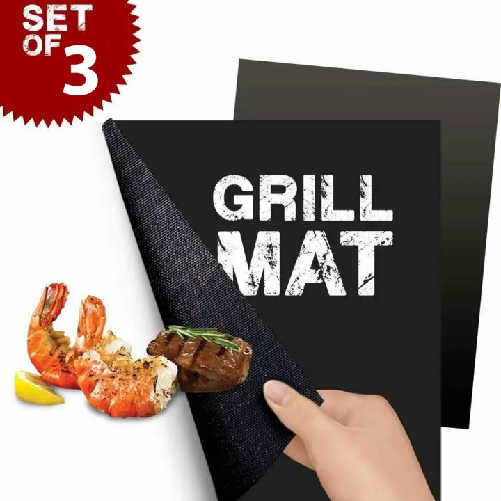 Σετ 3 Αντικολλητικές Μεμβράνες Ψησίματος Για Ψησταριά Bbq Grill Mat Cooking Mat Easy To Clean Non-Stick
