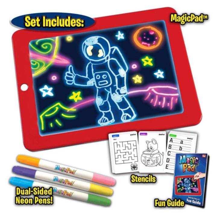 3D Magic Sketchpad, Φορητός Πίνακας Ζωγραφικής Glow Drawing Pad Για Παιδιά 3 Έγχρωμες Πένες (Creative Learning)