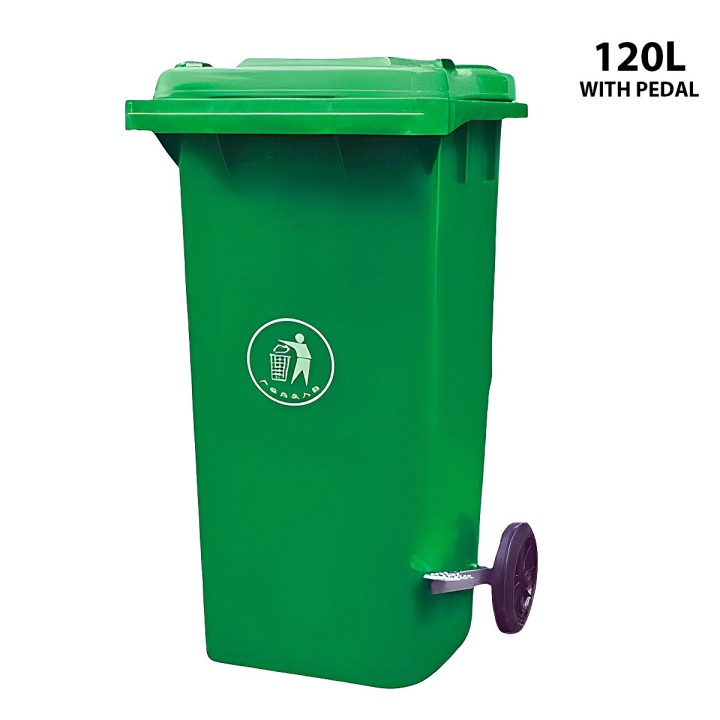 Recycle Plastic Dustbin Green 120L With Pedal Dus-Gt120Ag