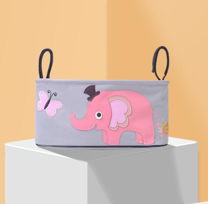 Οργανωτής Τσάντας mum bag  Ιδανικό Για Βρεφικό Καρότσι Με Θήκες Για Μπιμπερό - Diaper Organizer Bag Stroller Organizer With Cup Holders - Pink Elephant