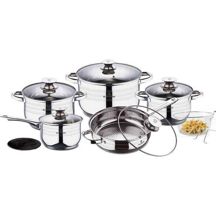 Blaumann Bl-3165 Σετ Μαγειρικά Σκεύη Από Ανοξείδωτο Ατσάλι Ασημί Bl-3165 13Τμχ