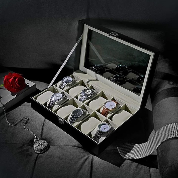 Πολυτελής Θήκη Ρολογιών Με 12 Θέσεις - Display Watch Box 12 Compartments