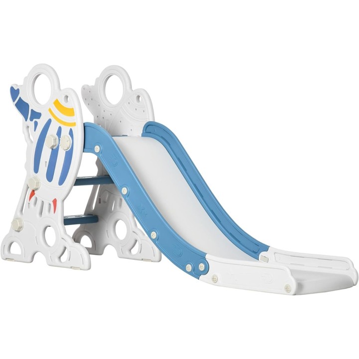Qaba Toddler Slide Indoor For Kids 1.5-3 Years Old, Space Theme Climber Slide Playset, Blue