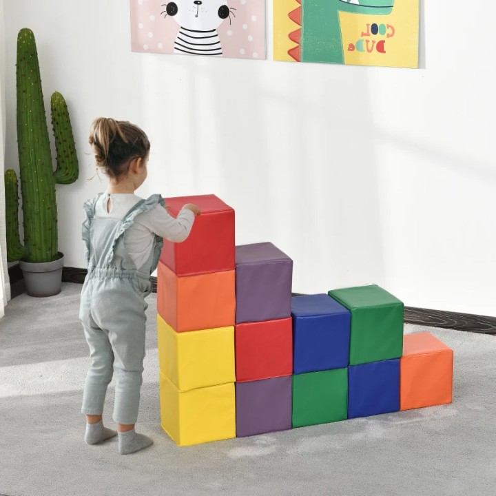Soozier 12 Piece Soft Foam Building Play Blocks For Toddlers With Bright Colors, Safe Materials, &Amp; Endless Possibilities 3D0-003 (Creative Learning) building sets