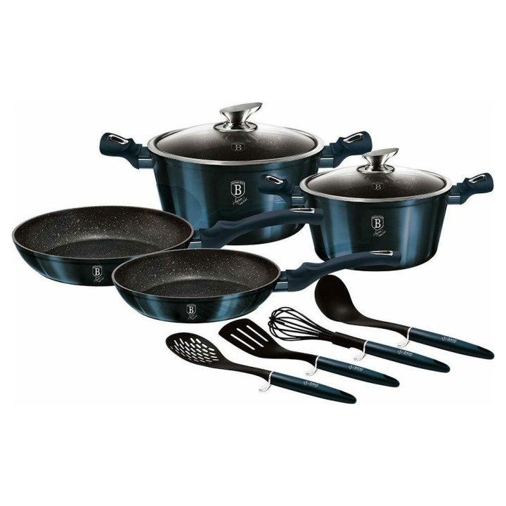 Berlinger Haus Metallic Line Σετ Μαγειρικά Σκεύη Από Αλουμίνιο Aquamarine Collection Με Επίστρωση Από Πέτρα Bh-6143 10Τμχ - Μαγειρικά Σκεύη