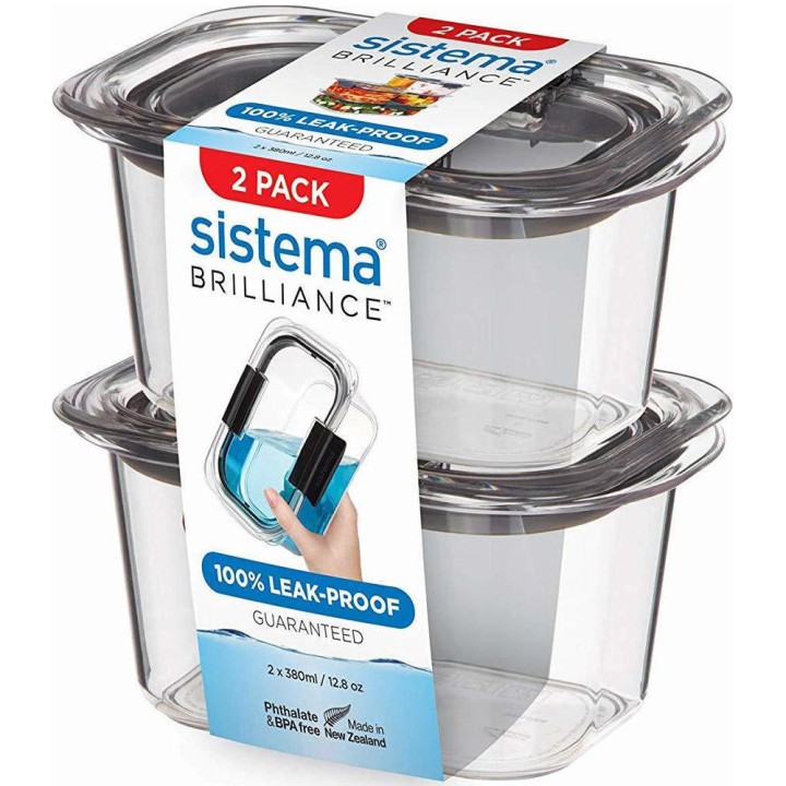 Sistema Brilliance Δοχείο Φαγητού Πλαστικό Κατάλληλο Για Φούρνο Μικροκυμάτων 380Ml 2Τμχ 55102