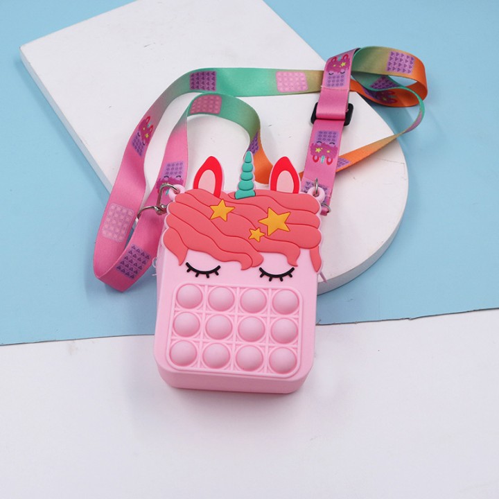 Bag For Kids Rainbow Pop Push Bubbles Cute Unicorn Silicone Creative Pink